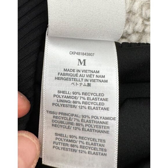 Madewell Ribbed One-Shoulder Longline Bikini Top black sz M - Picture 4 of 7